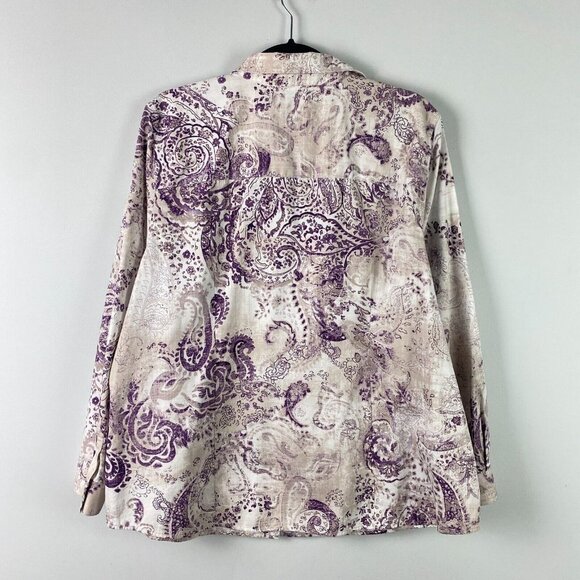 Chicos Wrinkle Resistant Button Up Shirt Womens 3 US XL Paisley Long Sleeve - Picture 7 of 11